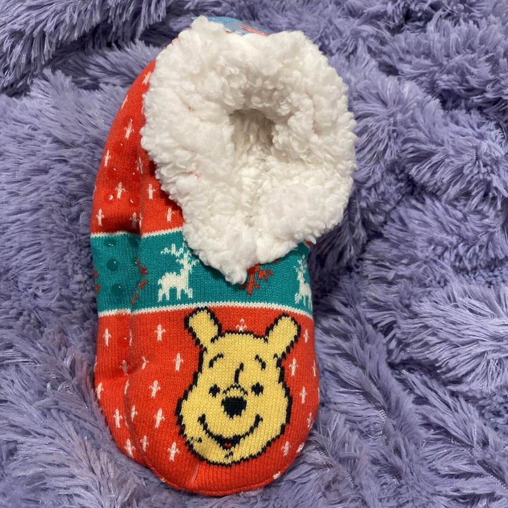 Disney Winnie The Pooh Women's/Girls Slipper Socks Fits Shoe Size 4-10/New